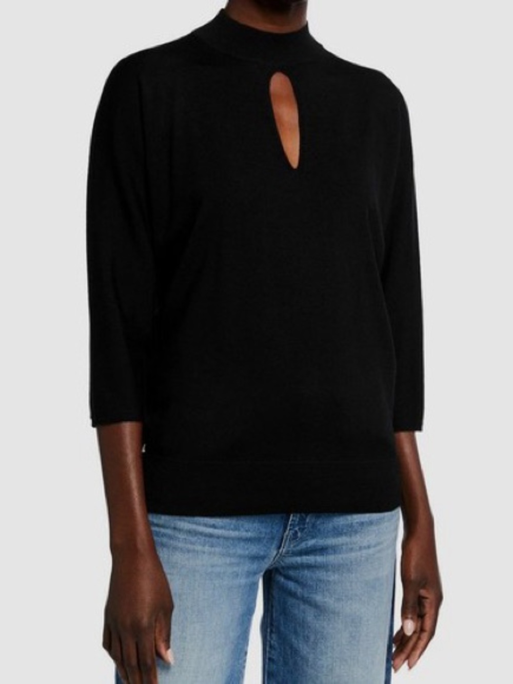 Lafayette 148 New York Italian Merino Wool Keyhole Sweater Black XXL NWT